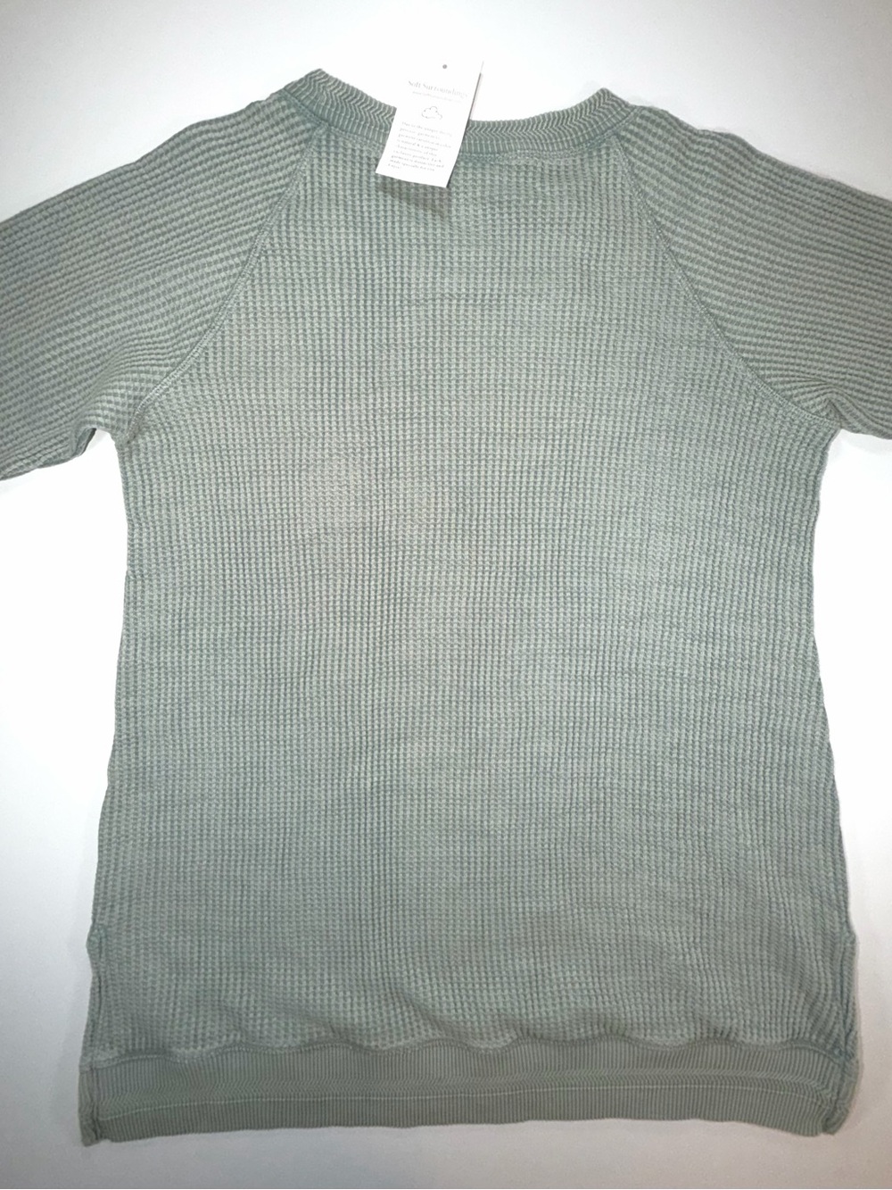 NWT Soft Surroundings Waffle Knit Top Faded Sage Green Pocket Cotton Tunic Sz M - Picture 10 of 13